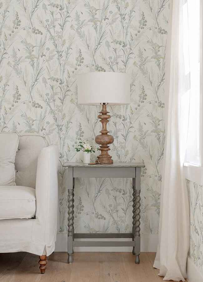 Hillaire Light Blue Meadow Wallpaper - York Wallcoverings - 4072-70030 - York Wallcoverings Wallpaper