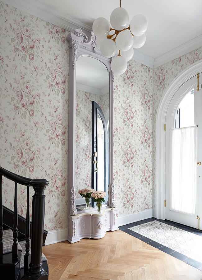 Manon Pink Rose Stitch Wallpaper - York Wallcoverings - 4072-70024 - York Wallcoverings Wallpaper