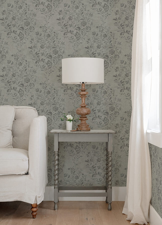 isidore-grey-scroll-wallpaper-york-wallcoverings-4072-70008 - York Wallcoverings Papel pintado