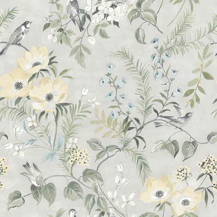 Frederique Grey Bloom Wallpaper - York Wallcoverings - 4072-70001