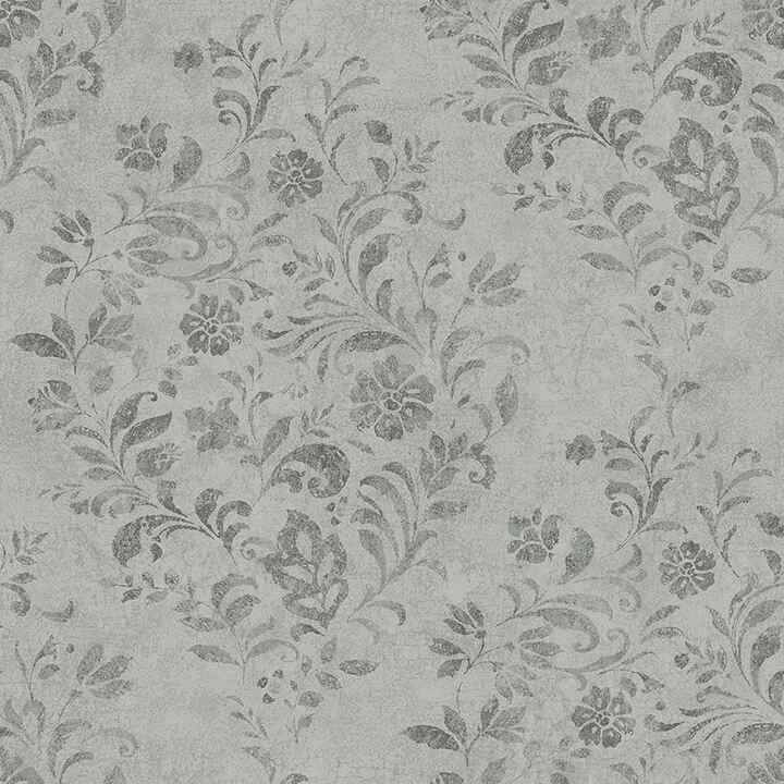 Isidore Grey Scroll Wallpaper - York Wallcoverings - 4072-70008