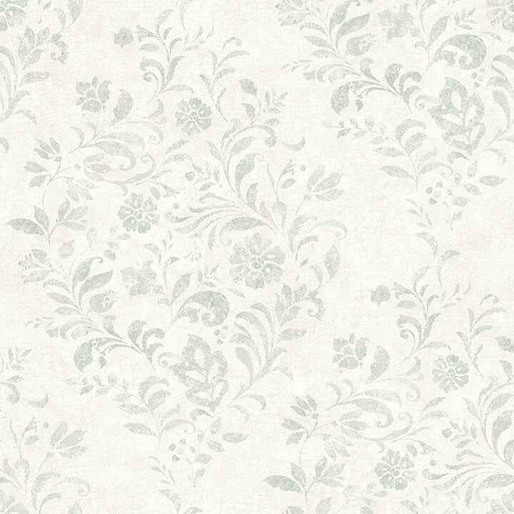 Isidore Aqua Scroll Wallpaper - York Wallcoverings - 4072-70009