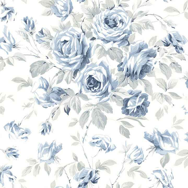 Manon Blue Rose Stitch Wallpaper - York Wallcoverings - 4072-70025