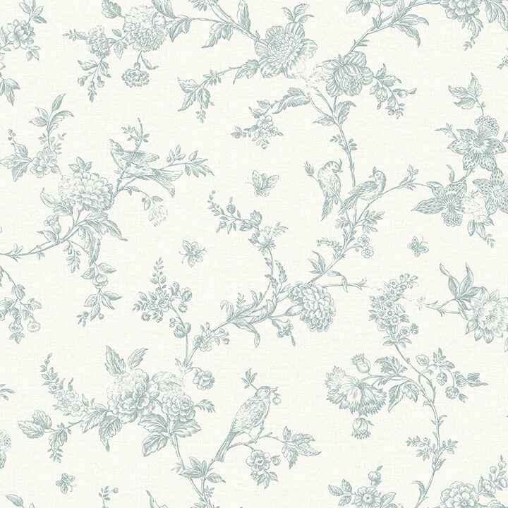 Nightingale Seafoam Floral Trail Wallpaper - York Wallcoverings - 4072-70062