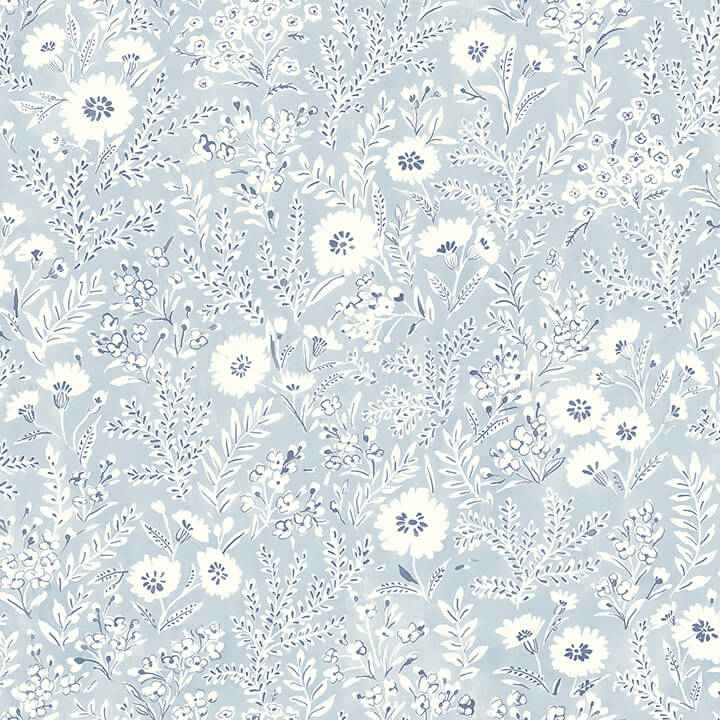 Agathon Light Blue Floral Wallpaper - York Wallcoverings - 4072-70050