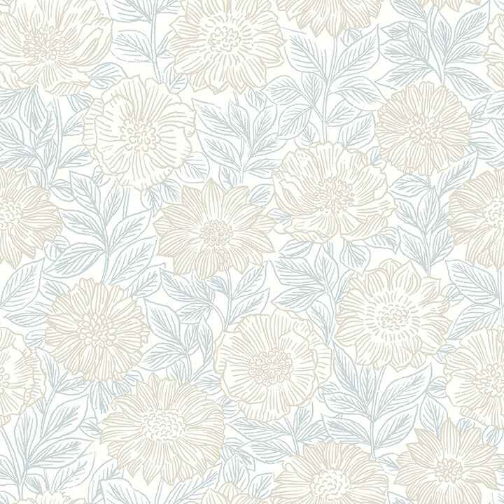 Faustin Neutral Floral Wallpaper - York Wallcoverings - 4072-70045 - York Wallcoverings Wallpaper