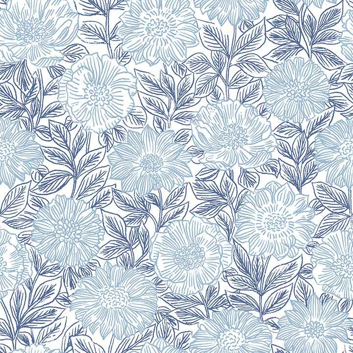 Faustin Navy Floral Wallpaper - York Wallcoverings - 4072-70047