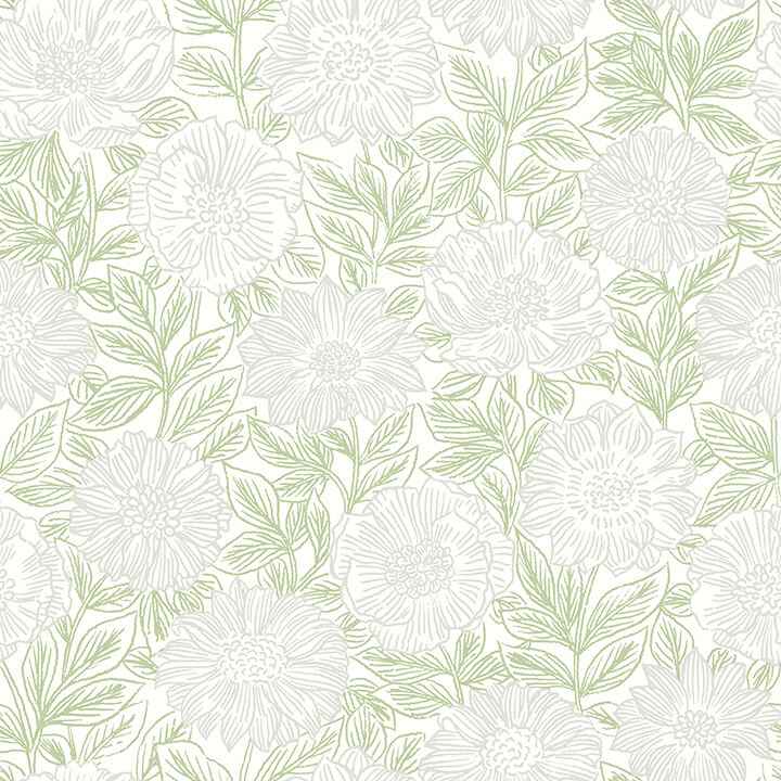 Faustin Green Floral Wallpaper - York Wallcoverings - 4072-70044