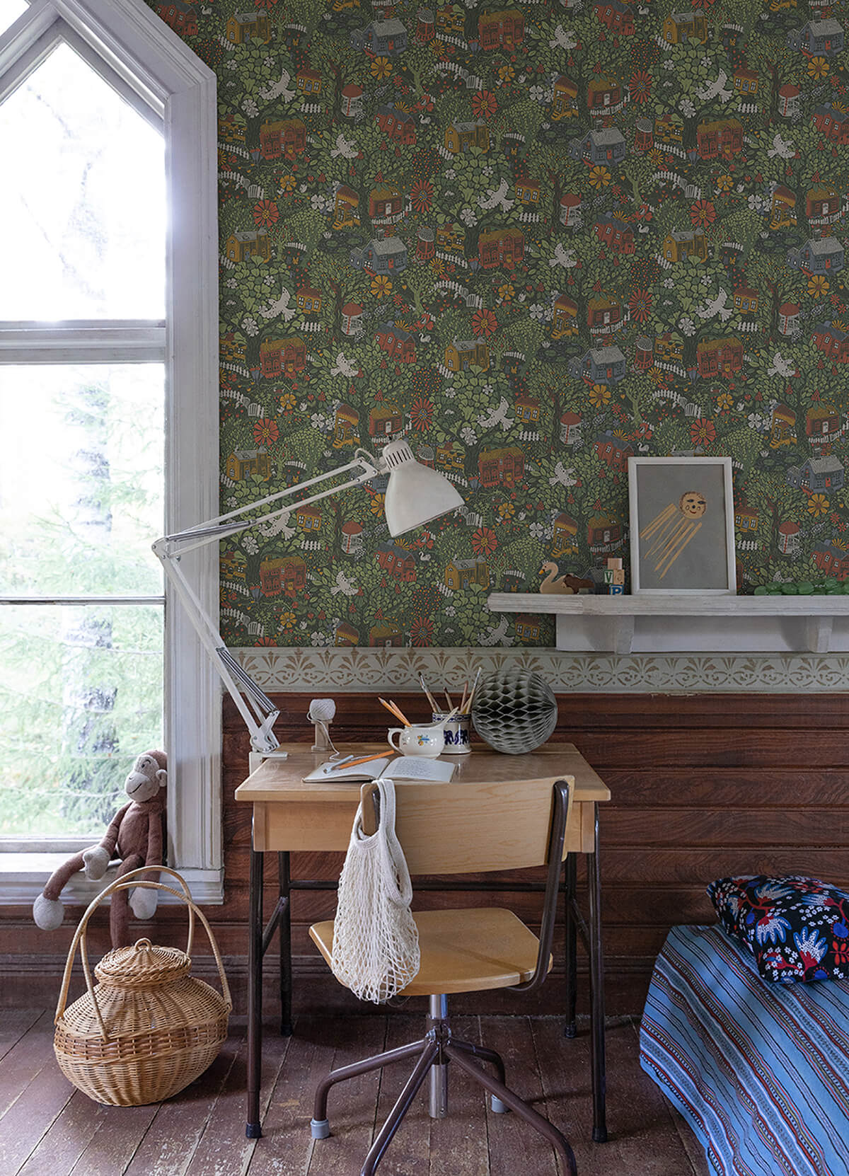 bygga-bo-green-woodland-village-wallpaper-york-wallcoverings-4111-63003 - York Wallcoverings Wallpaper