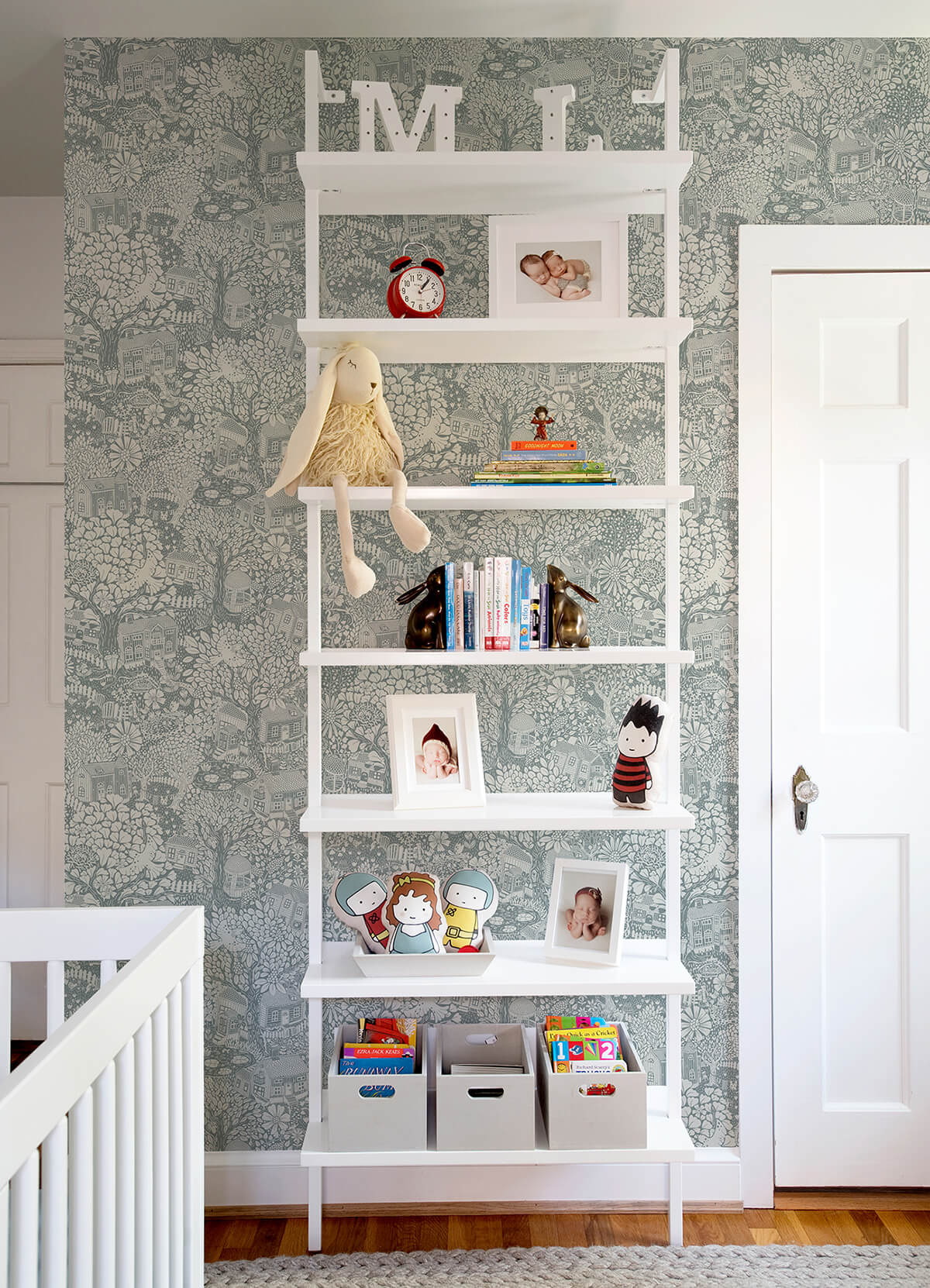 bygga-bo-blue-woodland-village-wallpaper-york-wallcoverings-4111-63005 - York Wallcoverings Wallpaper