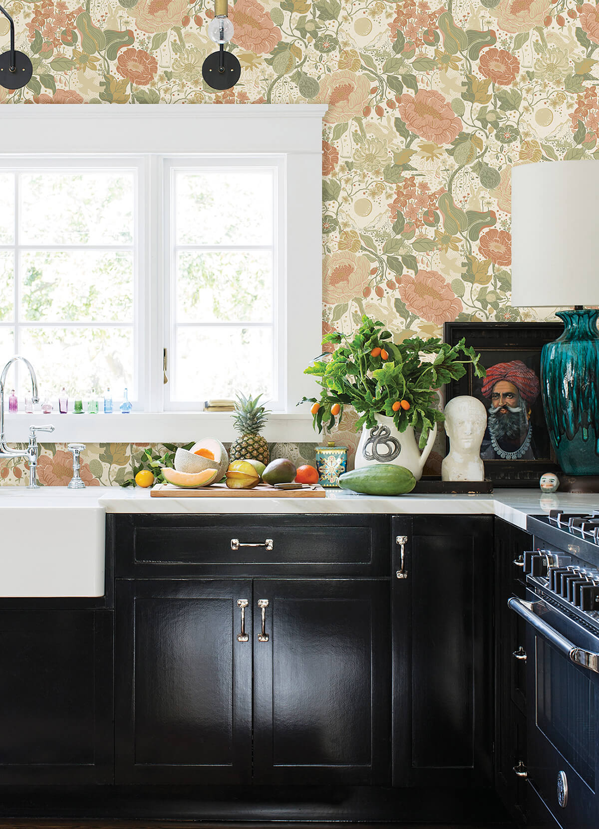 vxa-green-rabbits-rosehips-wallpaper-york-wallcoverings-4111-63012 - York Wallcoverings Wallpaper