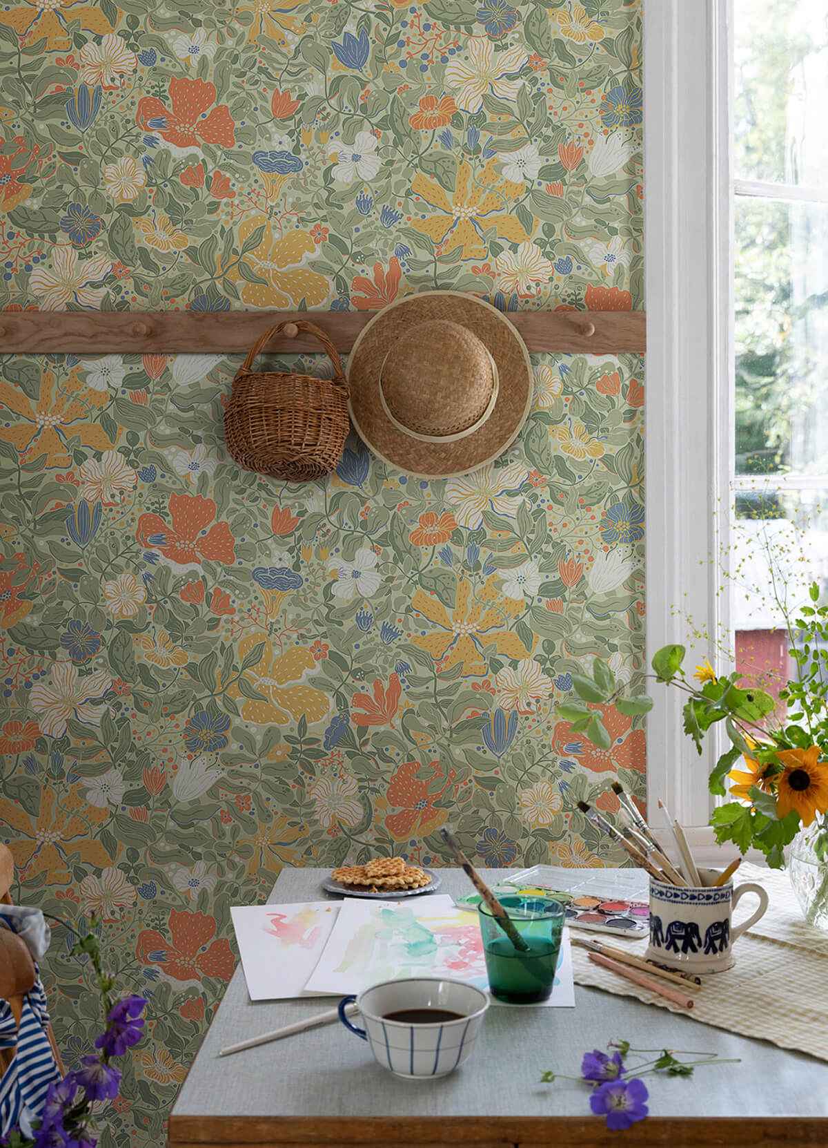 Midsommar Sage Floral Medley Wallpaper - York Wallcoverings - 4111-63018 - York Wallcoverings Wallpaper