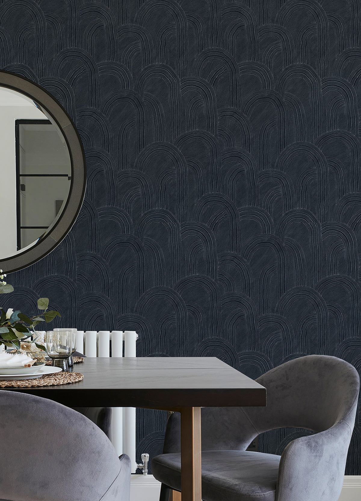 cabo-indigo-rippled-arches-wallpaper-york-wallcoverings-ast4685 - York Wallcoverings Wallpaper