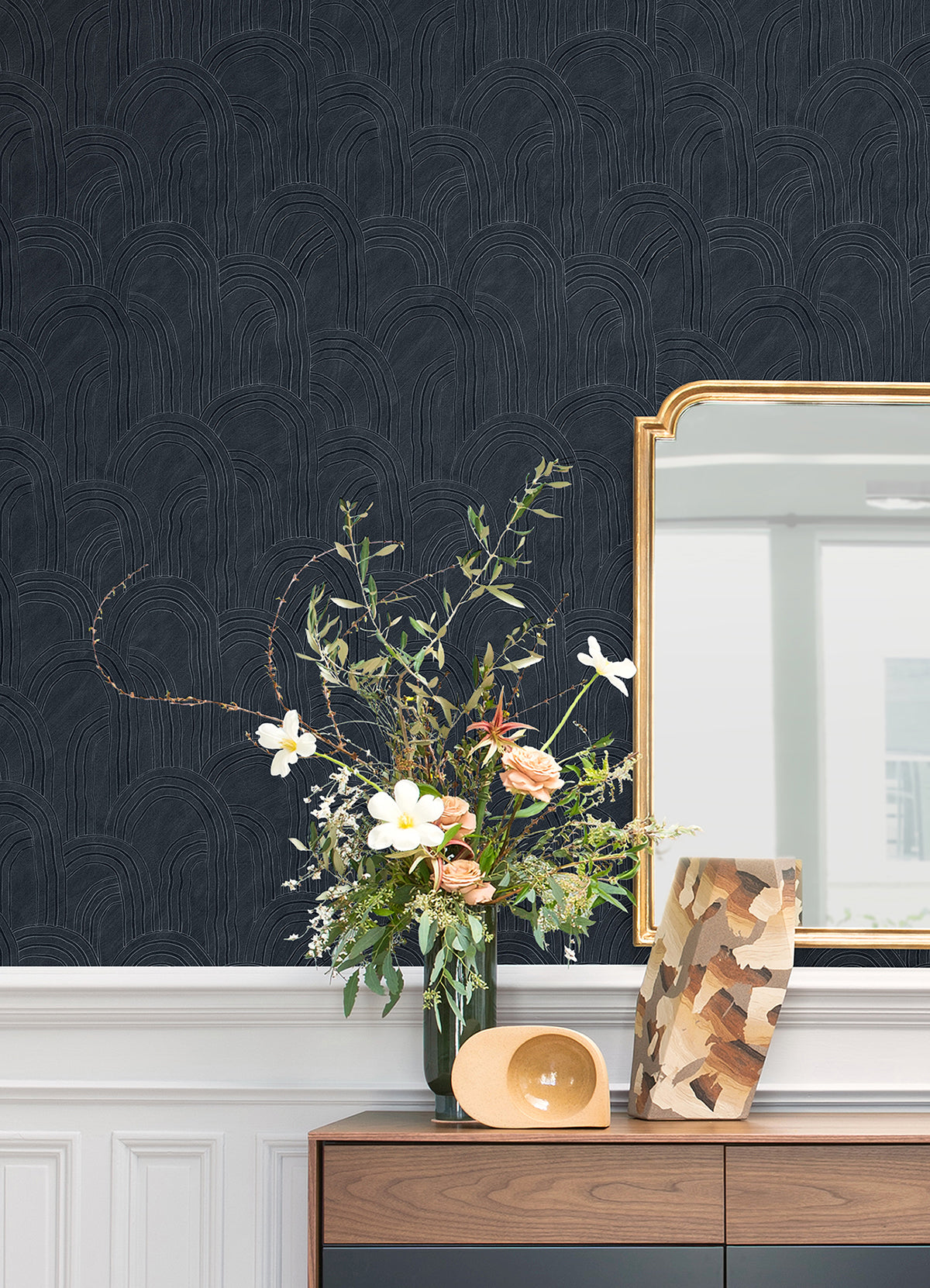 cabo-indigo-rippled-arches-wallpaper-york-wallcoverings-ast4685 - York Wallcoverings Wallpaper