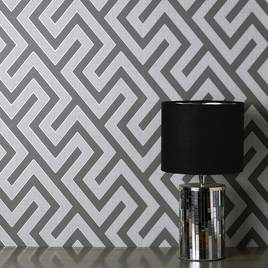 meander-charcoal-geo-wallpaper-york-wallcoverings-fd43069 - York Wallcoverings Wallpaper