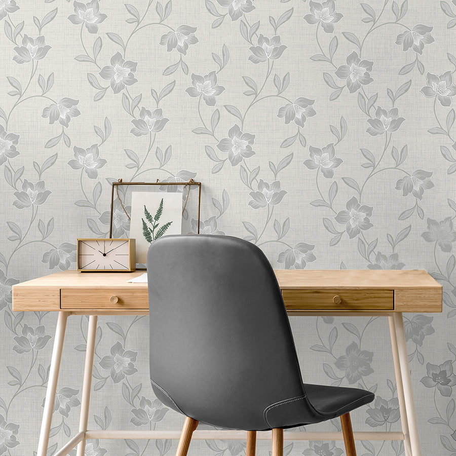 larson-grey-floral-wallpaper-york-wallcoverings-fd43068 - York Wallcoverings Wallpaper