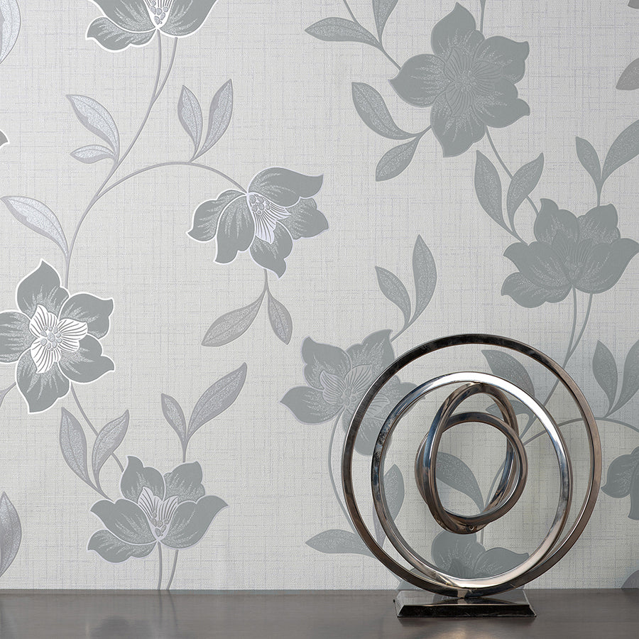 larson-grey-floral-wallpaper-york-wallcoverings-fd43068 - York Wallcoverings Wallpaper