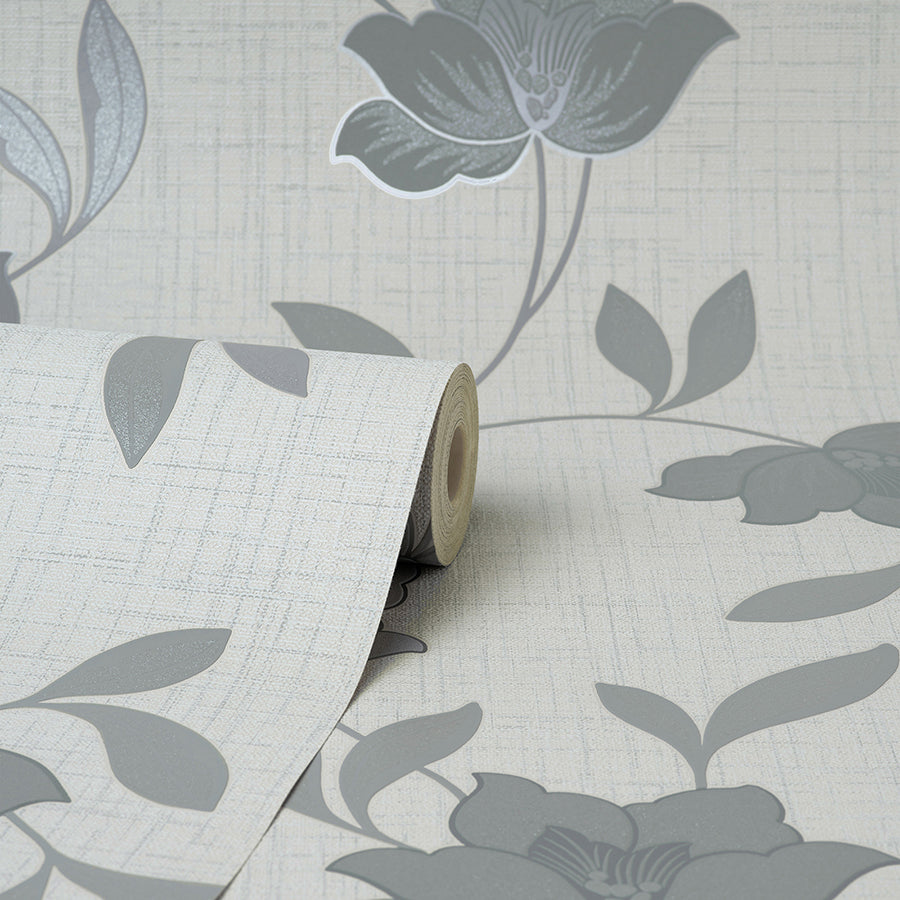 larson-grey-floral-wallpaper-york-wallcoverings-fd43068 - York Wallcoverings Wallpaper
