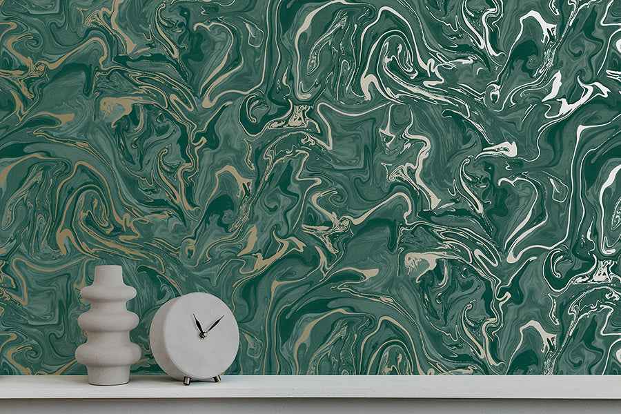 Suave Dark Green Marble Wallpaper - York Wallcoverings - FD43058 - York Wallcoverings Wallpaper
