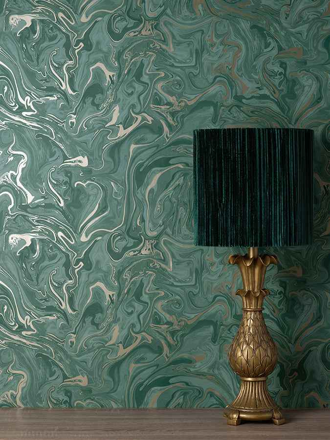 Suave Dark Green Marble Wallpaper - York Wallcoverings - FD43058 - York Wallcoverings Wallpaper