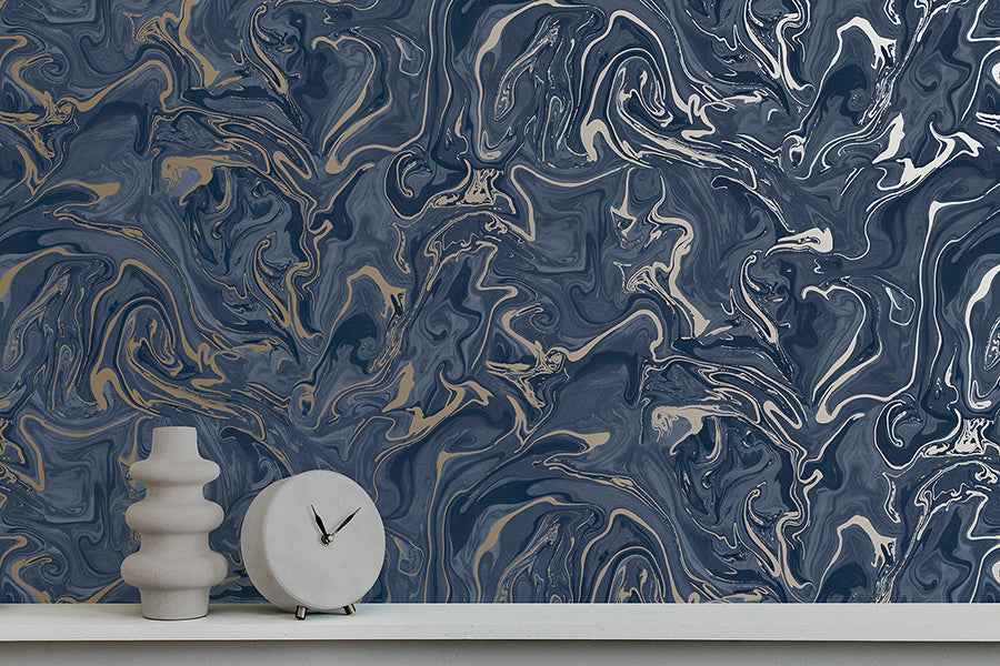 Suave Navy Marble Wallpaper - York Wallcoverings - FD43055 - York Wallcoverings Wallpaper
