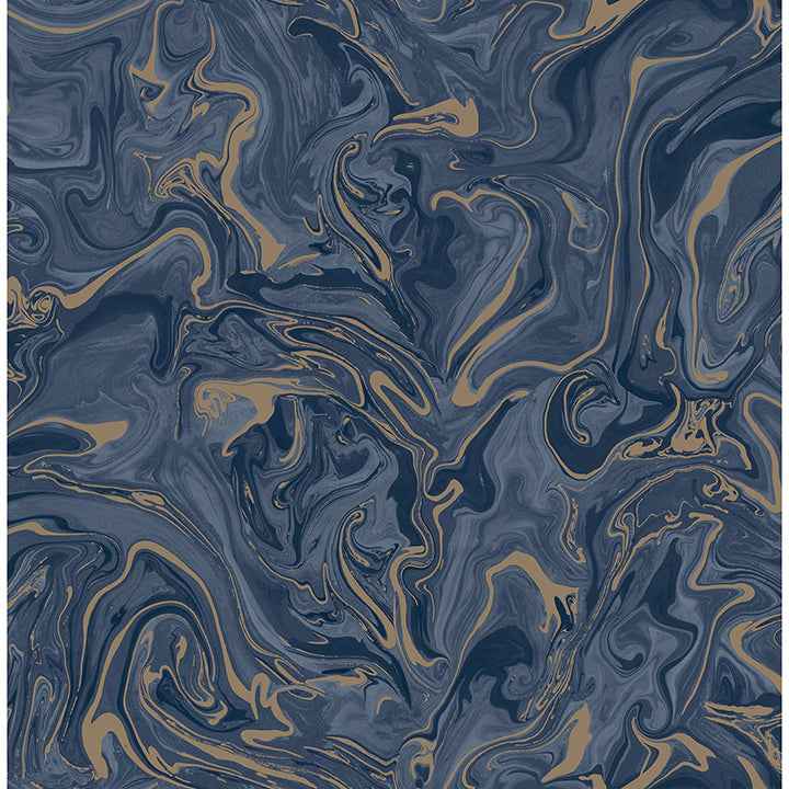 Suave Navy Marble Wallpaper - York Wallcoverings - FD43055