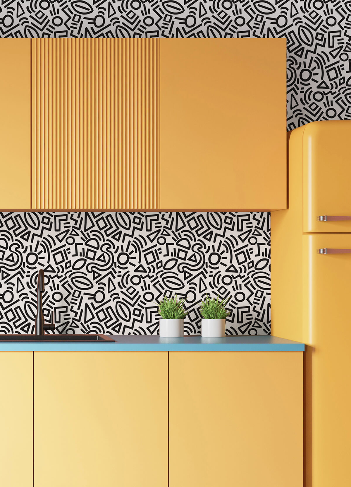 black-doodle-abstract-peel-and-stick-wallpaper-york-wallcoverings-aes4789 - York Wallcoverings Wallpaper
