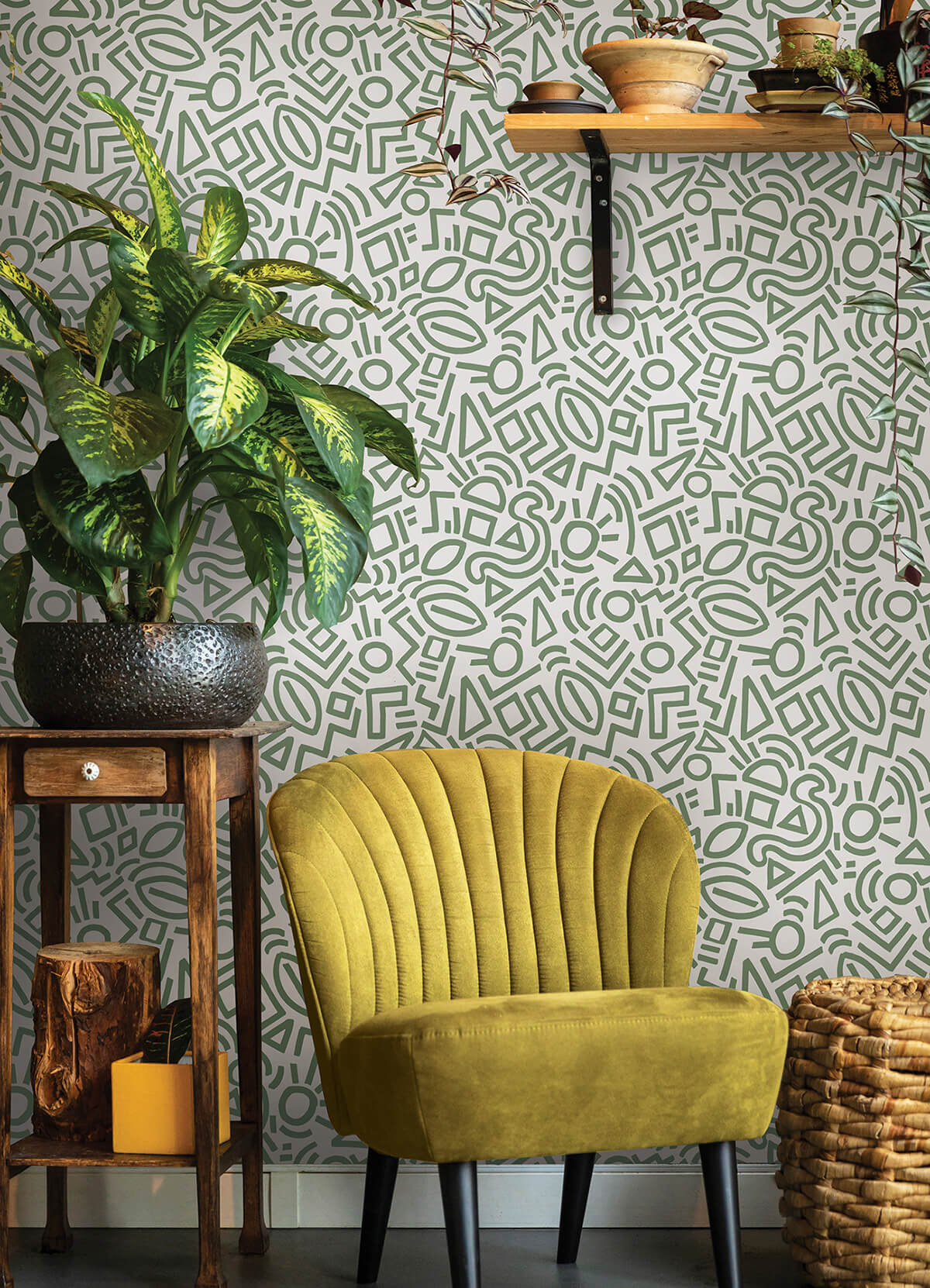 sage-doodle-abstract-peel-and-stick-wallpaper-york-wallcoverings-aes4791 - York Wallcoverings Wallpaper