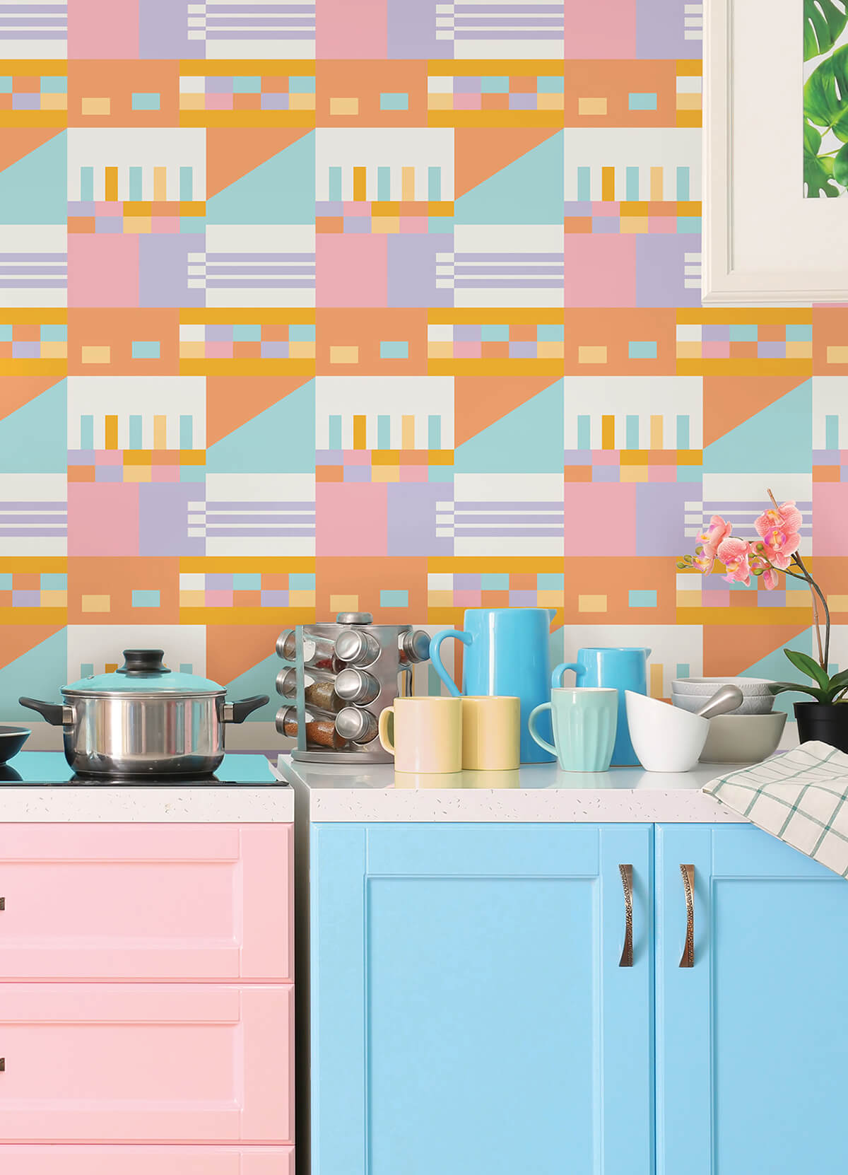 multi-warm-kiki-shapes-peel-and-stick-wallpaper-york-wallcoverings-aes4794 - York Wallcoverings Wallpaper