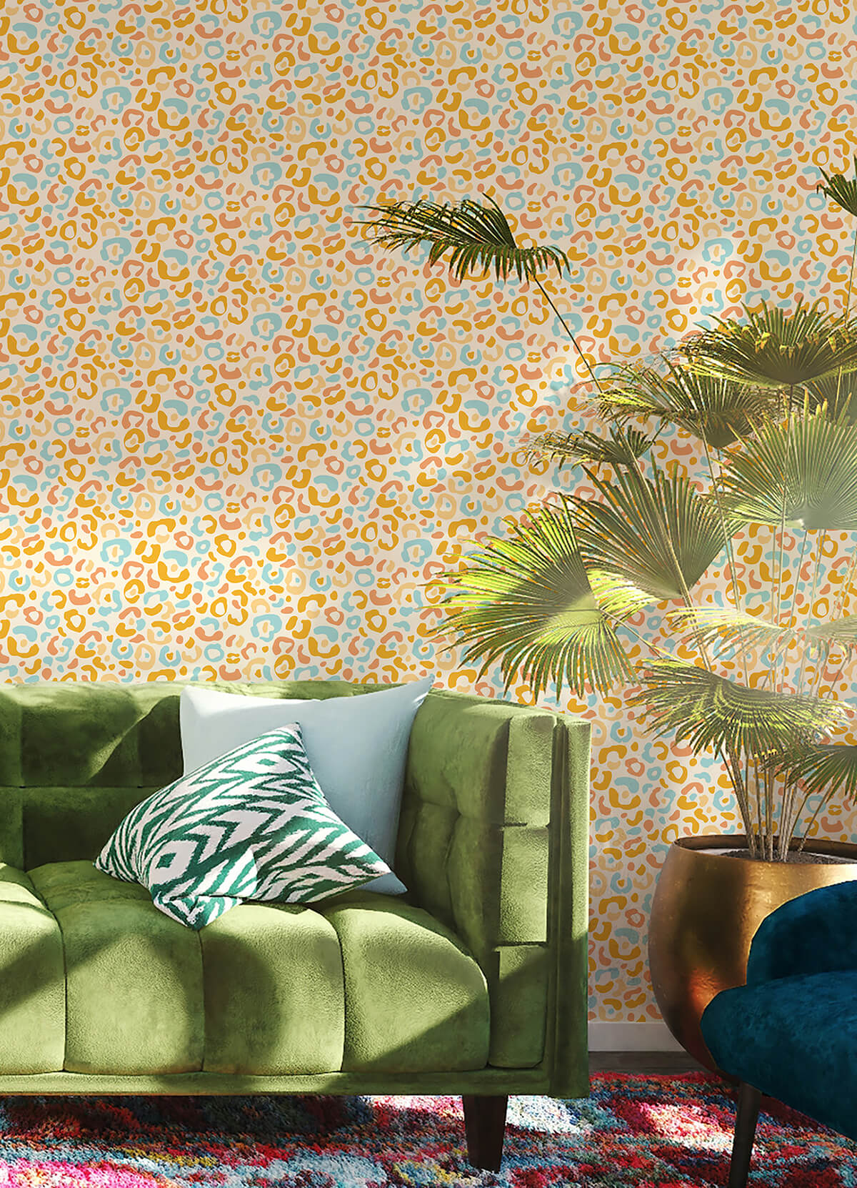 multi-warm-leopard-spots-peel-and-stick-wallpaper-york-wallcoverings-aes4797 - York Wallcoverings Wallpaper