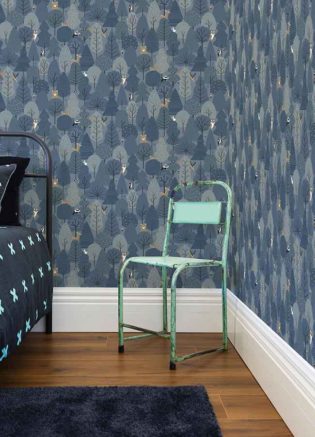 Quillen Indigo Forest Wallpaper - York Wallcoverings - 4060-51601 - York Wallcoverings Wallpaper