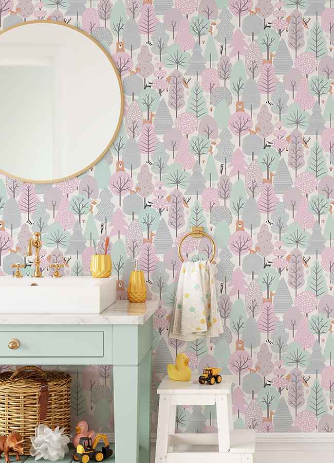 Quillen Pink Forest Wallpaper - York Wallcoverings - 4060-51603 - York Wallcoverings Wallpaper