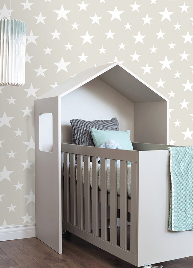 Amira Taupe Stars Wallpaper - 4060-128866 - York Wallcovering