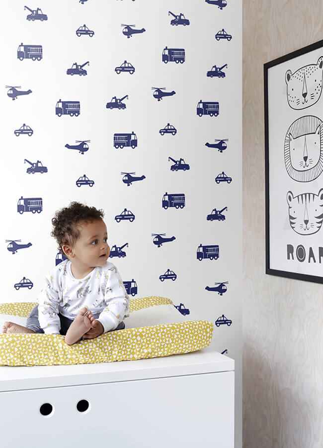 Briony Navy Vehicles Wallpaper - York Wallcoverings - 4060-137321 - York Wallcoverings Wallpaper