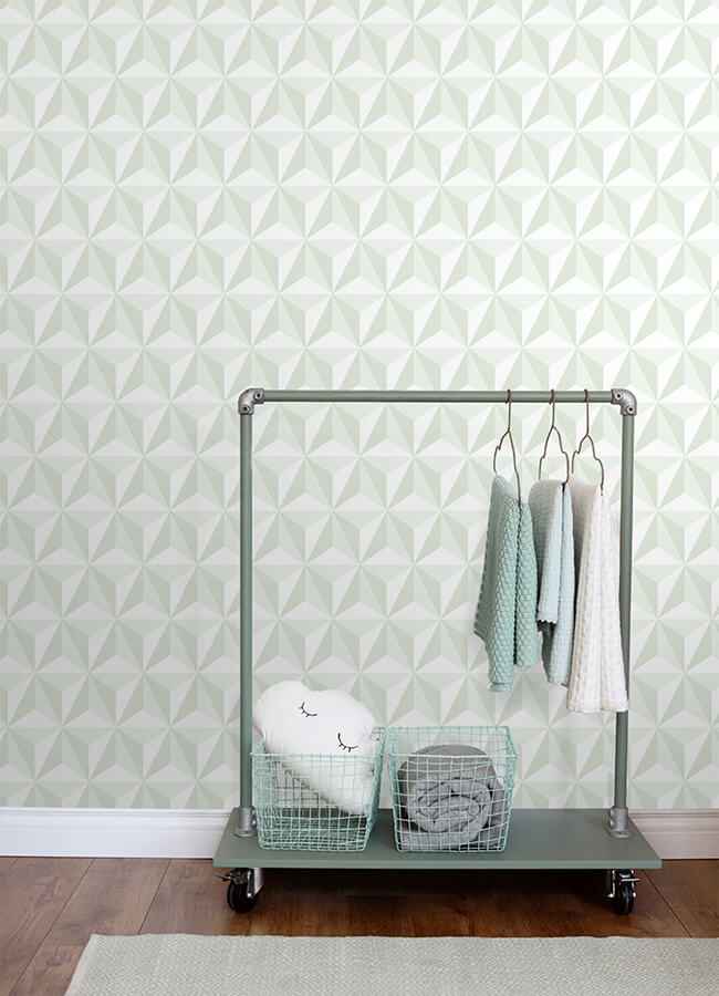 Adella Sage Geometric Wallpaper - York Wallcoverings - 4060-138913 - York Wallcoverings Wallpaper