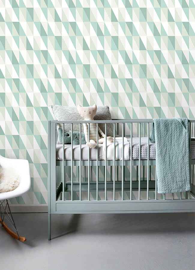 Inez Teal Geometric Wallpaper - York Wallcoverings - 4060-138920 - York Wallcoverings Wallpaper