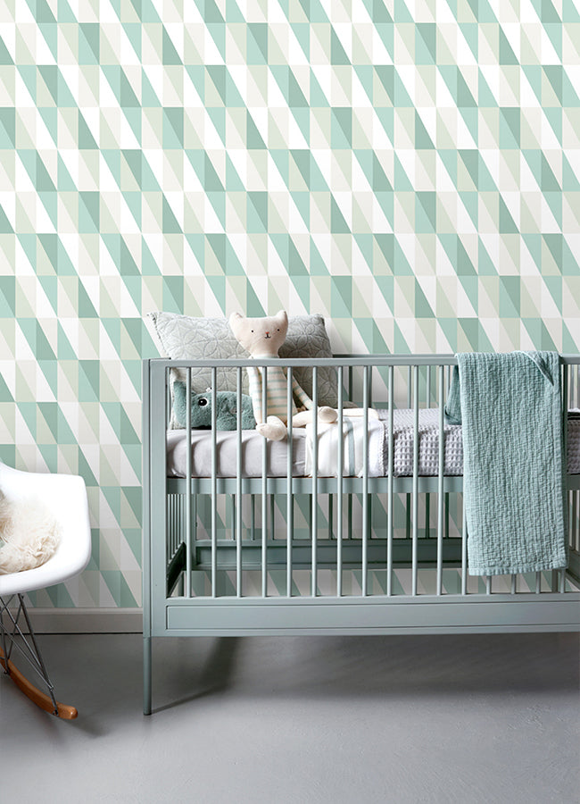 Inez Teal Geometric Wallpaper - 4060-138920- York Wallcovering