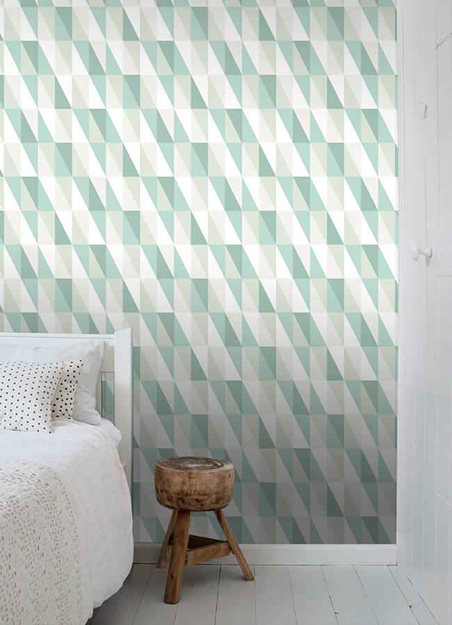 Inez Teal Geometric Wallpaper - York Wallcoverings - 4060-138920 - York Wallcoverings Wallpaper