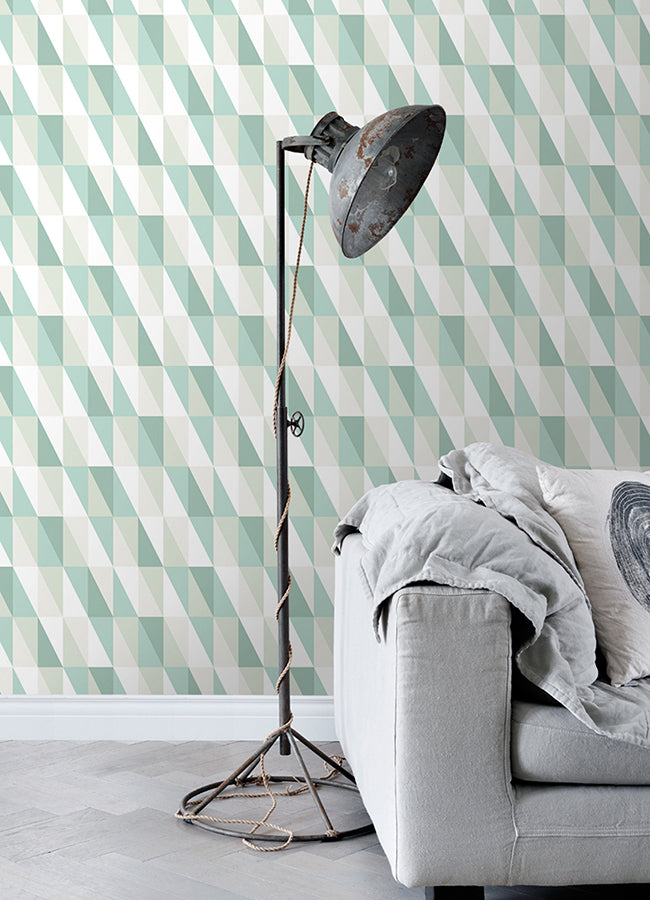 Inez Teal Geometric Wallpaper - 4060-138920- York Wallcovering