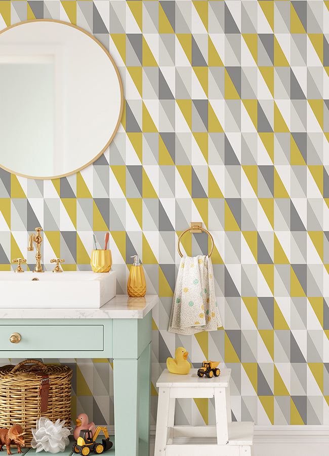 Inez Mustard Geometric Wallpaper - 4060-138921 - York  Wallcovering