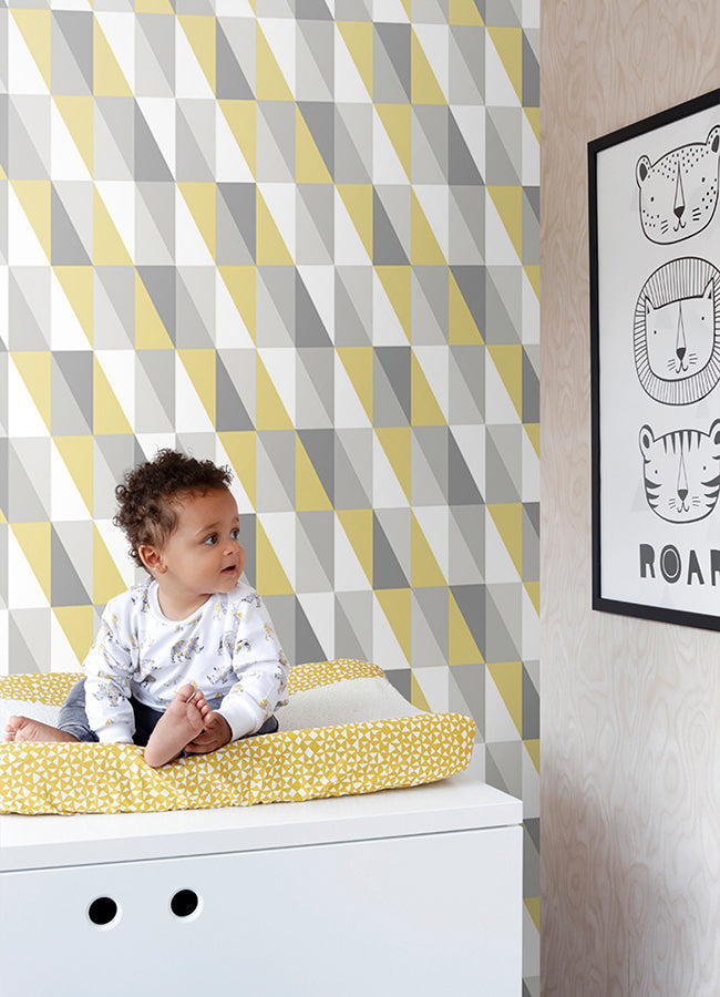 Inez Mustard Geometric Wallpaper - 4060-138921 - York  Wallcovering