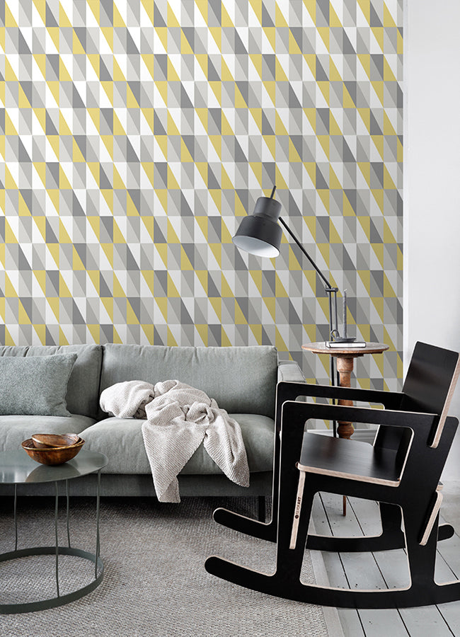 Inez Mustard Geometric Wallpaper - 4060-138921 - York  Wallcovering