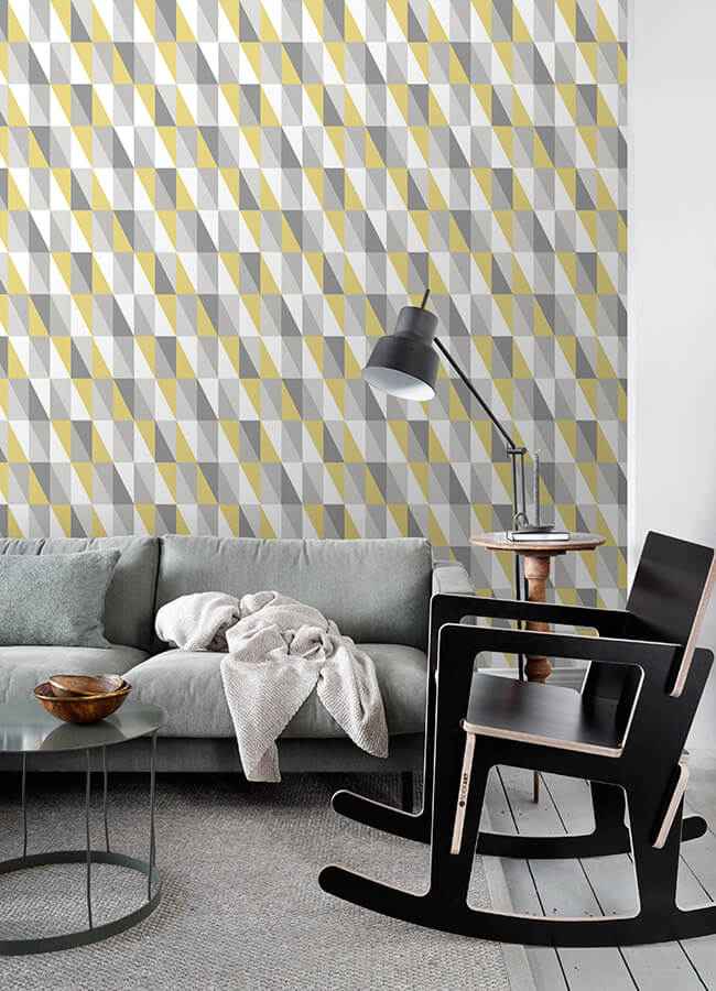 Inez Mustard Geometric Wallpaper - York Wallcoverings - 4060-138921 - York Wallcoverings Wallpaper