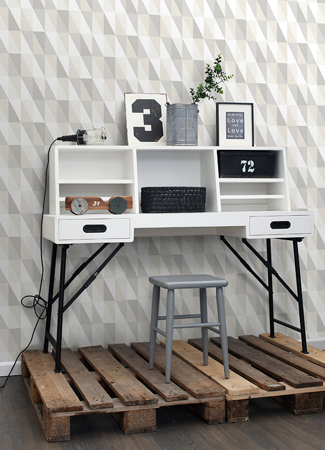 Inez Neutral Geometric Wallpaper - 4060-138922 - York Wallcovering