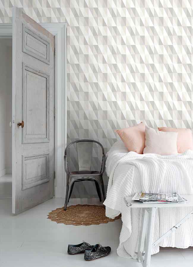 Inez Neutral Geometric Wallpaper - York Wallcoverings - 4060-138922 - York Wallcoverings Wallpaper