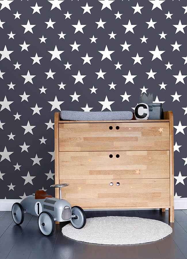 Amira Navy Stars Wallpaper - York Wallcoverings - 4060-138933 - York Wallcoverings Wallpaper