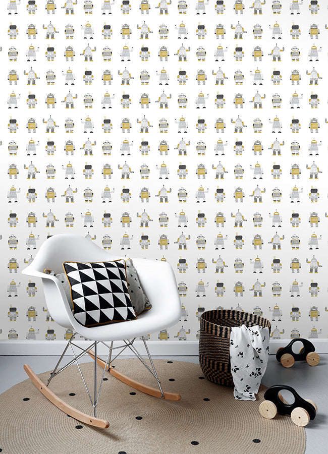 Callum Gold Robots Wallpaper - 4060-138940 - York Wallcovering
