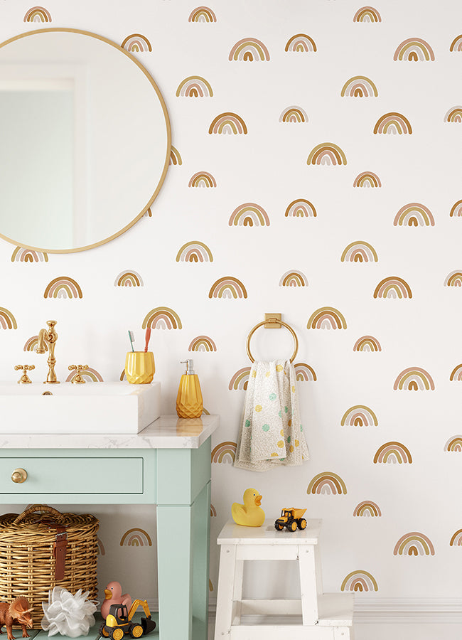 Joss Honey Rainbow Wallpaper - 4060-139253- York Wallcovering