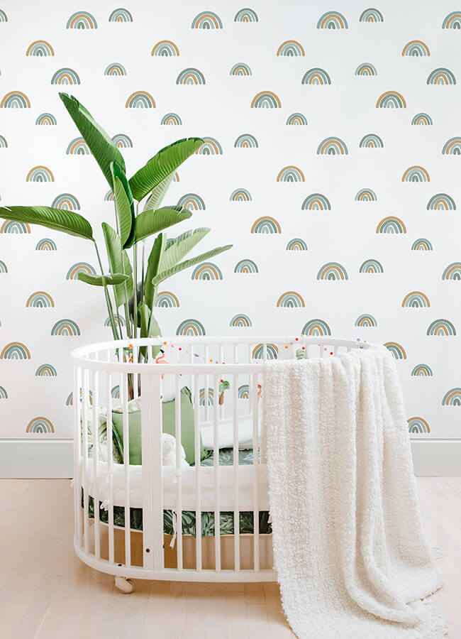Joss Teal Rainbow Wallpaper - York Wallcoverings - 4060-139254 - York Wallcoverings Wallpaper