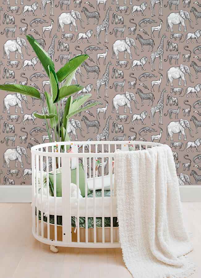 Kenji Light Brown Safari Wallpaper - York Wallcoverings - 4060-139271 - York Wallcoverings Wallpaper